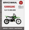 Thumbnail Kawasaki KLX110 2002-2009 Service Repair Manual PDF Thumbnail Kawasaki KLX110 2002-2009 Service Repair Manual PDF